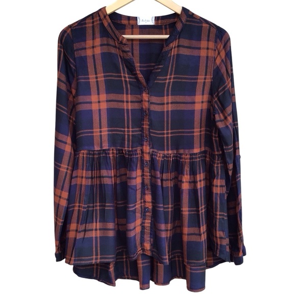 Altar’d State San Francisco Copper Long Sleeve Plaid Button Down Size Me… - Picture 1 of 5